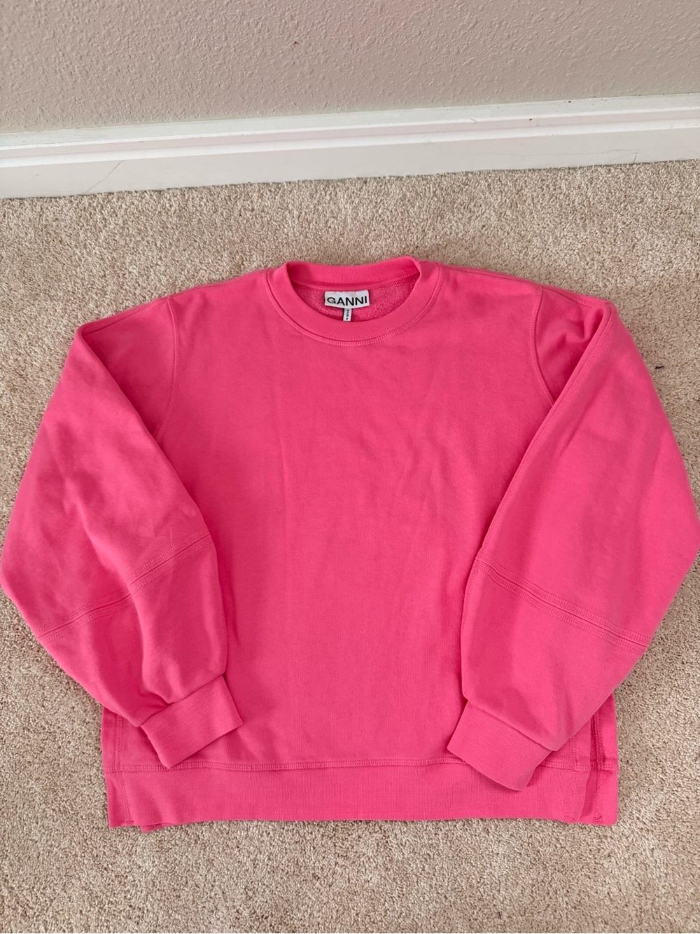 GANNI Sugar Plum Pink Crewneck Sweatshirt